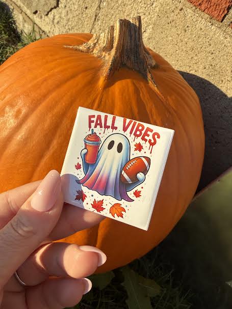 Fall Vibes Ghost Magnet