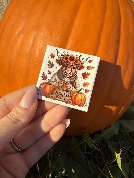 Hello Fall Cow Magnet