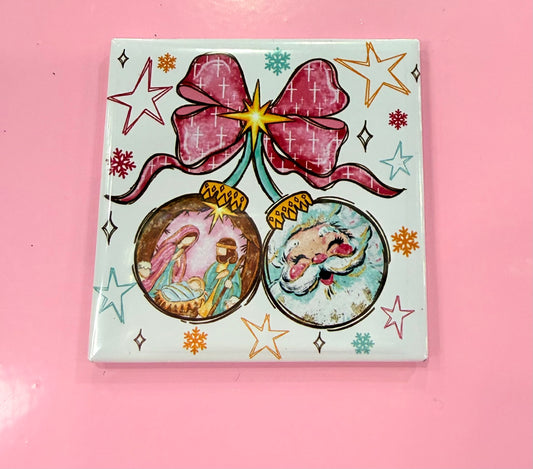 Jesus and Santa ornament